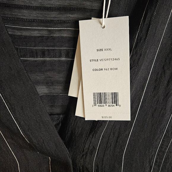 Vince Sheer Pop Over Sleeveless Blouse Stripes Drape Black Size XXXL - Picture 5 of 8